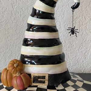 MacKenzie-Childs Black and White Striped Witch Hat Decor